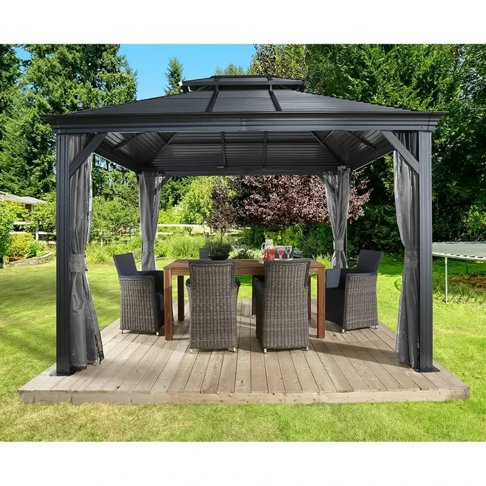 Mykonos II 16 Ft. W x 12 Ft. D Aluminum Patio Gazebo Gazebo 11.9 ft x 9.8 ft