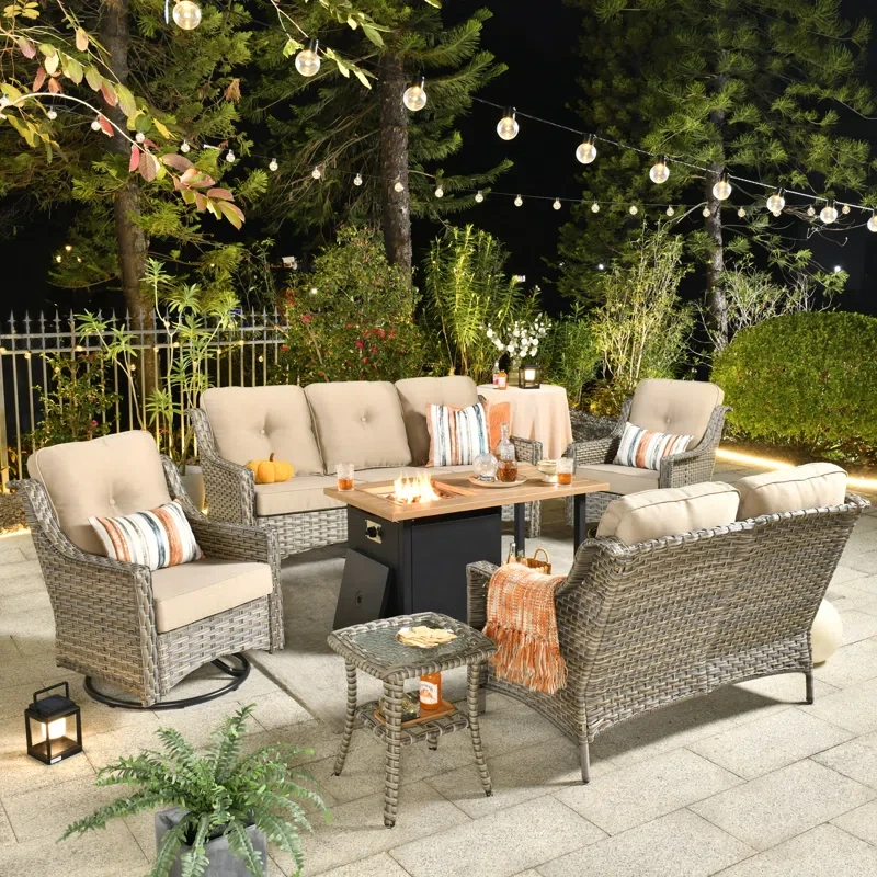 Elysha 7 - Person Outdoor Seating Group with Cushions