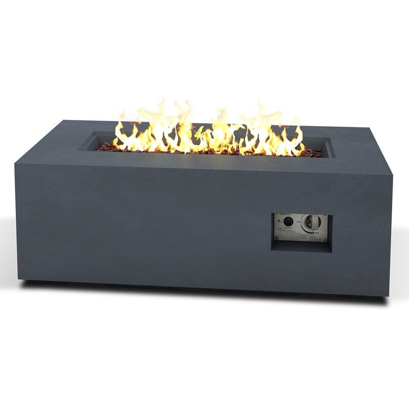 Florrine 15.4" H x 20.5" W Concrete Propane Outdoor Fire Pit Table