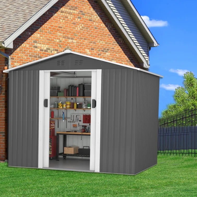 10 ft. W x 8 ft. D Metal Garage Shed