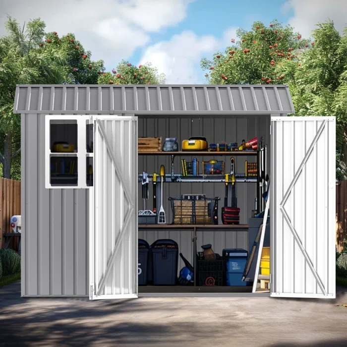 87" H x 101.9" W x 68" D Metal Storage Shed With Window