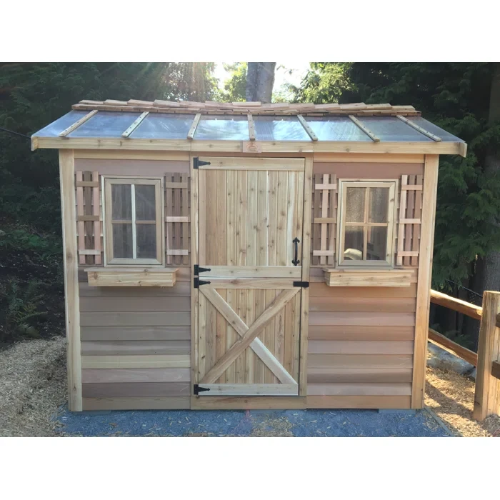 99" H x 108" W x 72" D Hobbyhouse Western Red Cedar Wood Storage Shed