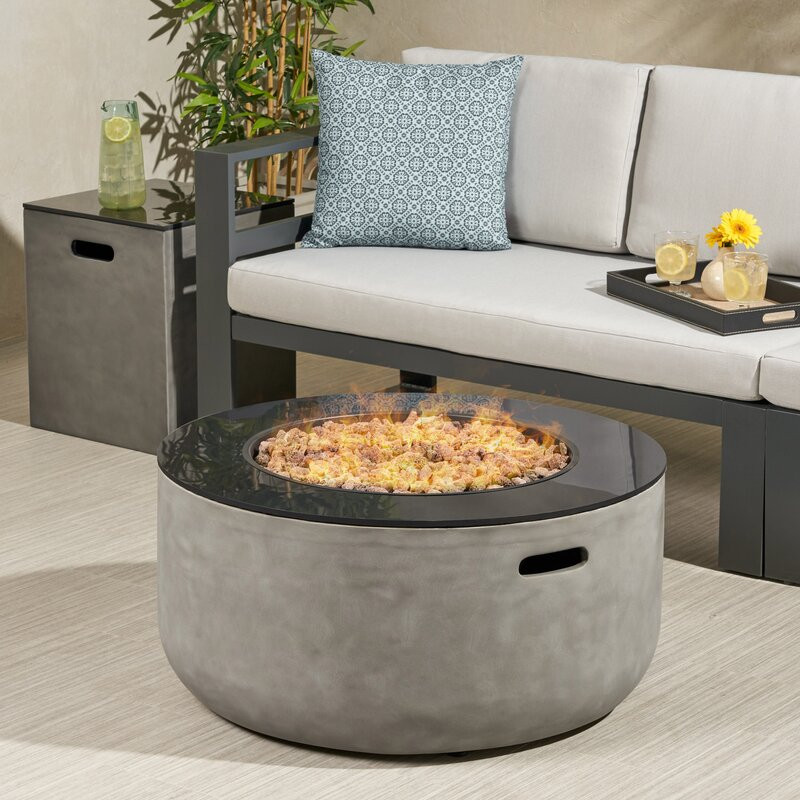 Amorae 15" H x 31" W Concrete Propane Outdoor Fire Pit