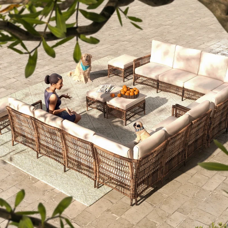 12-person Seat U-shaped Outdoor Sectional Set