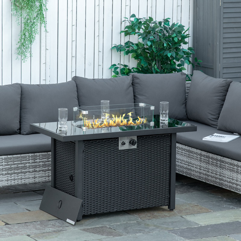 24.75'' H x 43'' W Steel Propane Outdoor Fire Pit Table