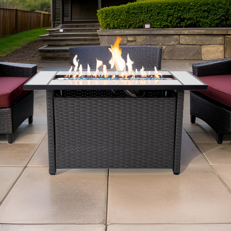 Madilene 25'' H Outdoor Outdoor Fire Pit Table 50,000 BTUs Propane Metal Patio Fire Pit