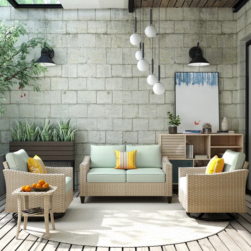 Outdoor 4-Seat Sofa With Coffee Table