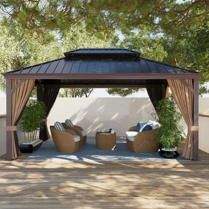 16 Ft. W x 12 Ft. D Steel Patio Gazebo