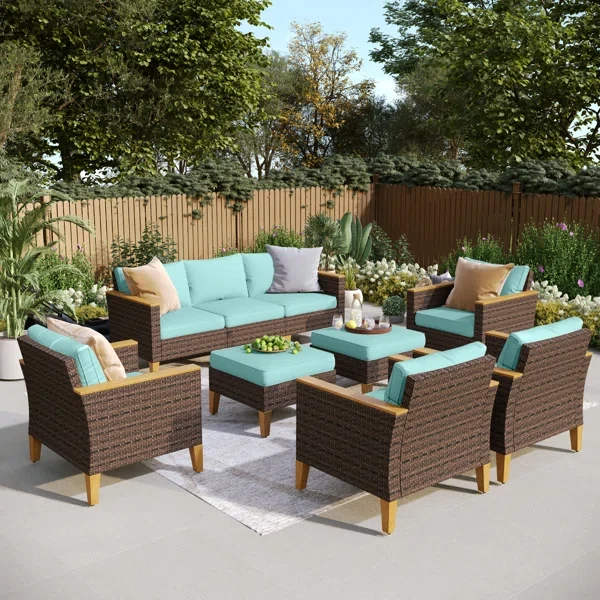 Argyri Wicker Outdoor Patio Conversation Furniture Sectional Set