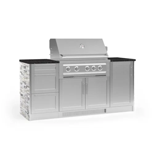 Outdoor Kitchen Signature Series 8 Piece Cabinet Set with 36 in. Natural Gas Platinum Grill