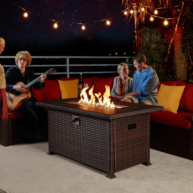 Alumium Propane Outdoor Fire Pit Table 24.6" H x 50.39" W x 30.31" D