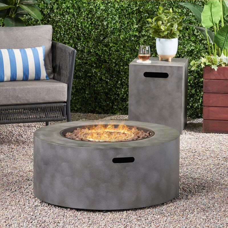 Rozele 13.5" H x 32" W Iron Propane Outdoor Fire Pit