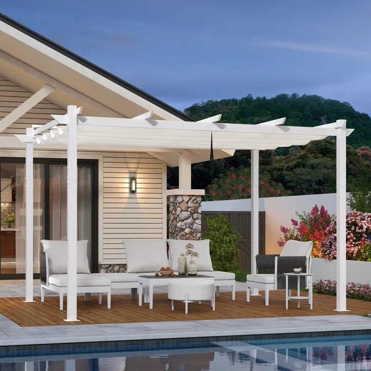 13 Ft. W X 10 Ft. D Aluminium Pergola with Canopy