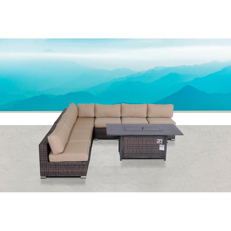 Fully Assembled 8 Piece Rattan Sectional Seating Group with Sunbrella Cushions