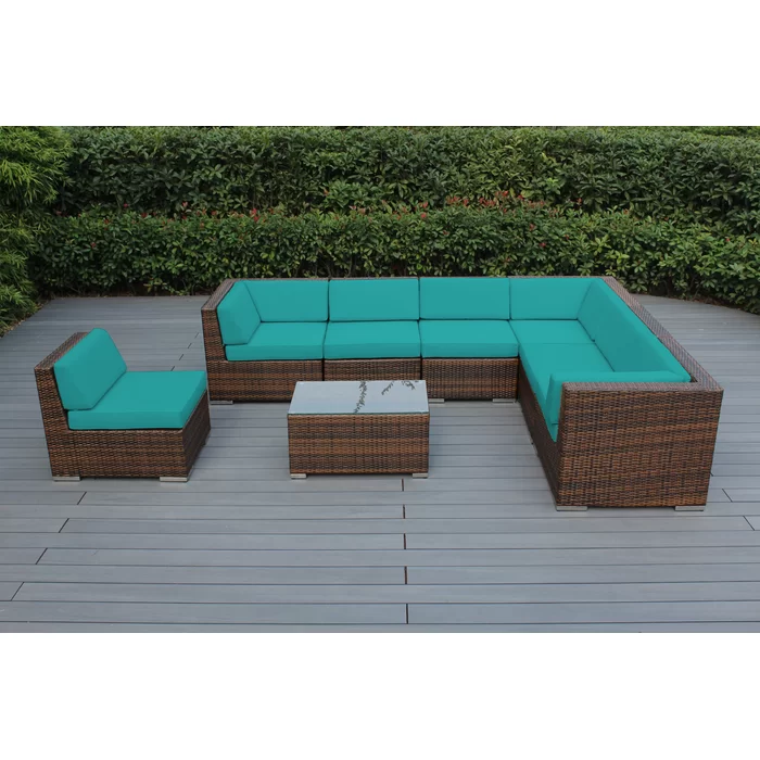 Billyjo Wicker 7 - Person Seating Group with Cushions - No Assembly