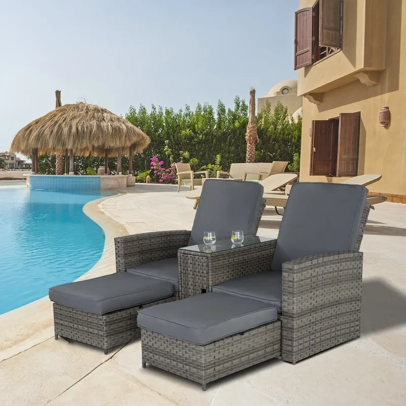 5 Piece Outdoor patio wicker conversation set with Cushions