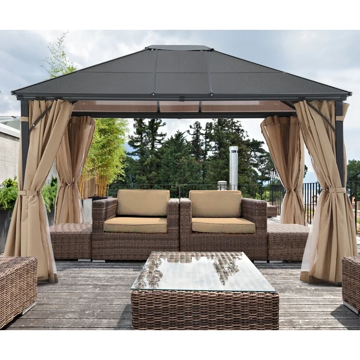 The Polycarbonate Roof Gazebos  Aluminum Patio Gazebo12 Ft. W x 10 Ft. D