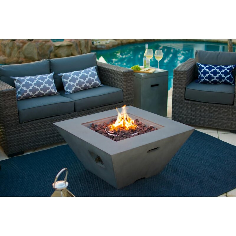 Awen 16.5" H x 34" W Concrete Outdoor Fire Pit Table