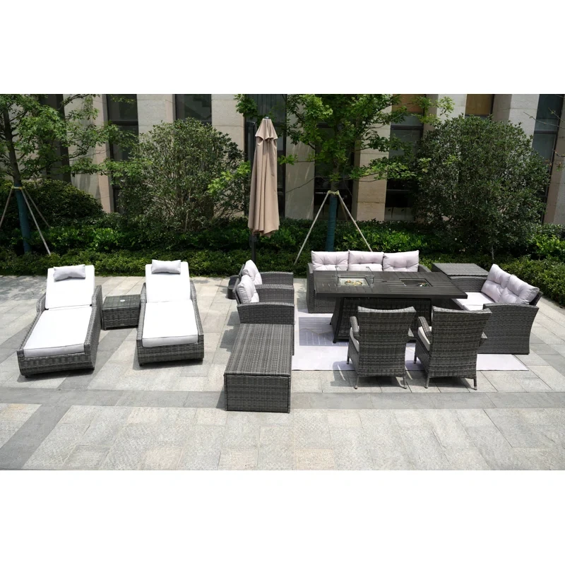 Aliaksey 11 - Person Outdoor Seating Group with Cushions