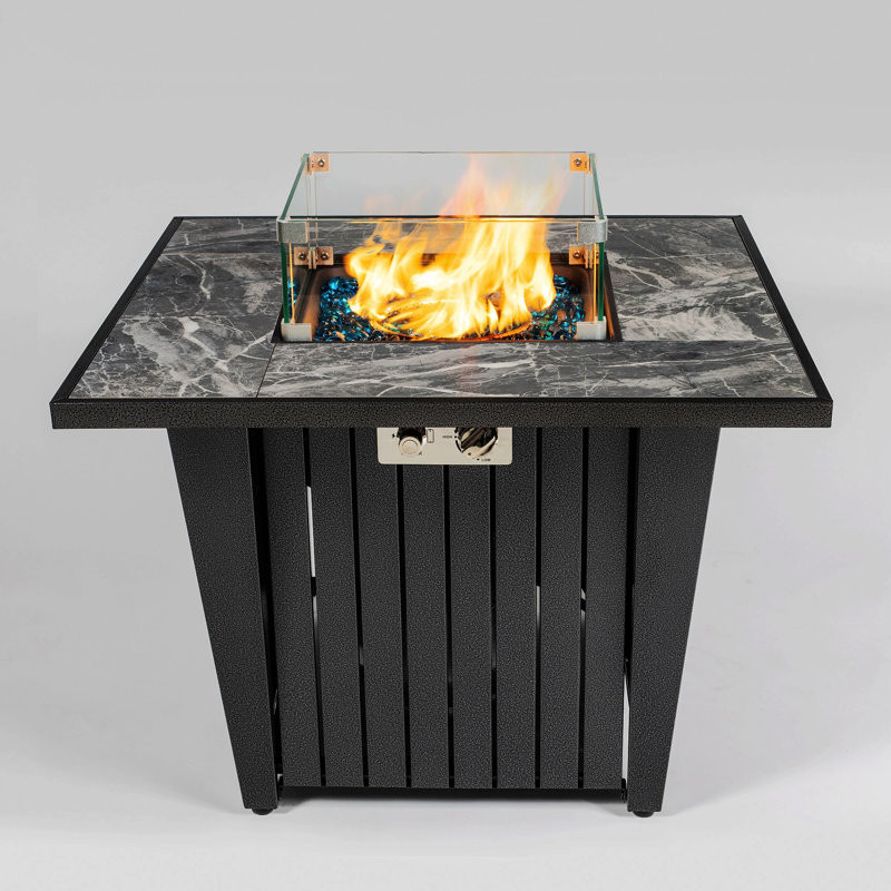 Marenna 24.8" H x 32" W Steel Propane Outdoor Fire Pit Table