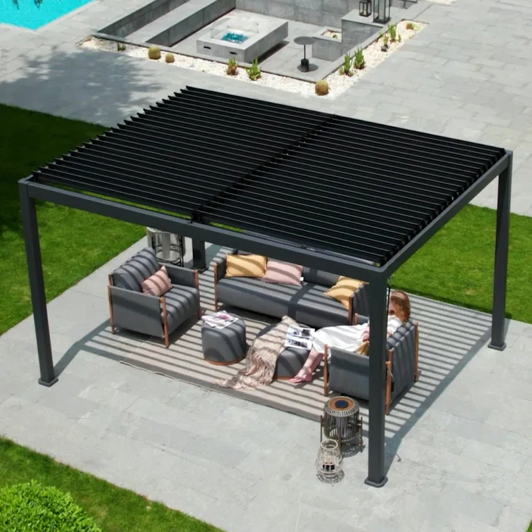 13 Ft. W x 10 Ft. D Steel Pergola with Canopy