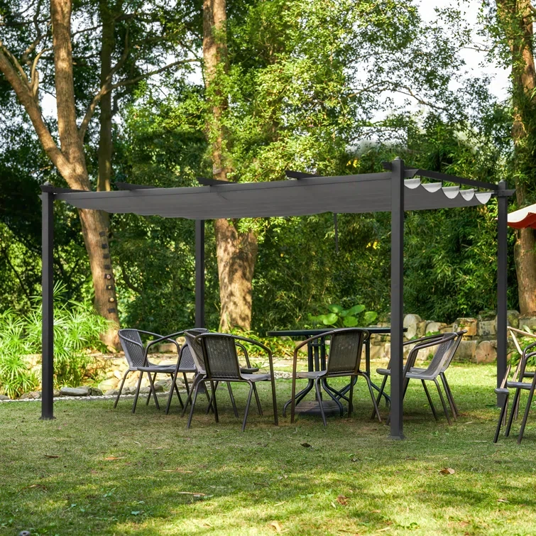 13 Ft. W x 10 Ft. D Metal Pergola with Canopy