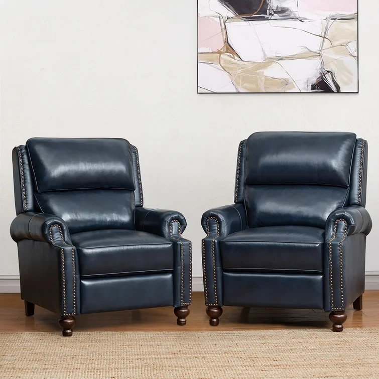 Anre Genuine Leather Recliner With Nail Head Trim (Set of 2)