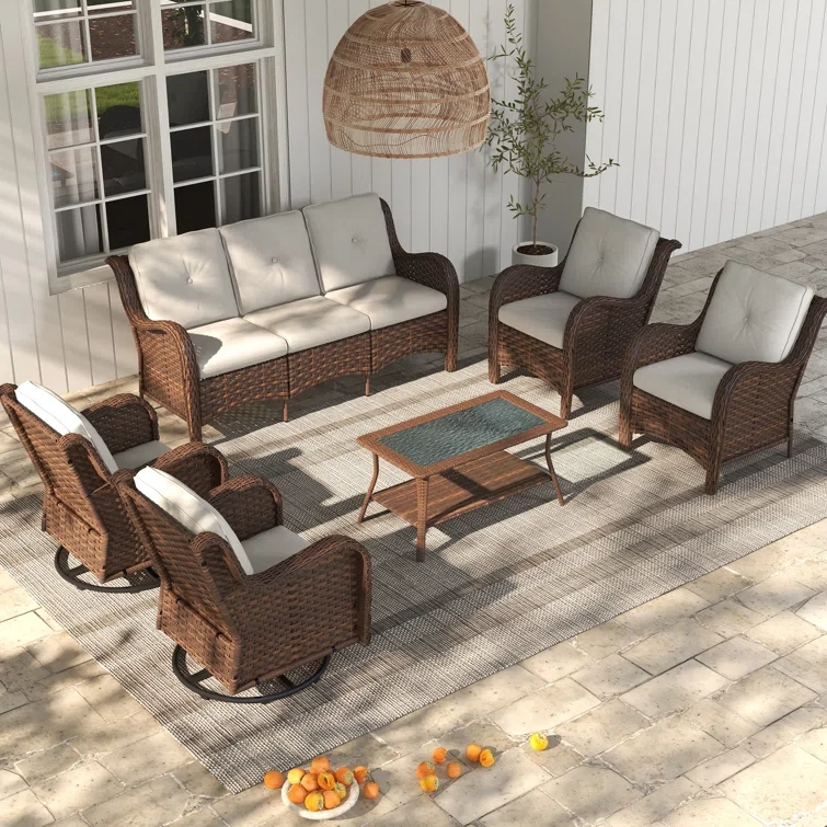 6 Piece 7 - Person Outdoor Seating Group with Cushions