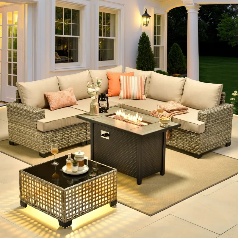 Outdoor Sofa 7-piece Set With Stove