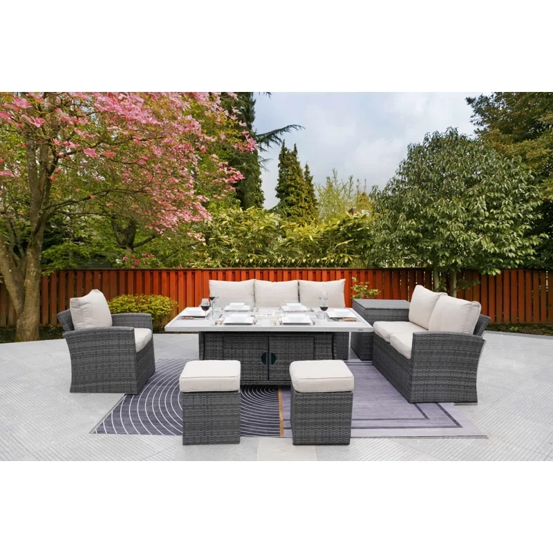 Alseepa 8 - Person Outdoor Seating Group with Cushions