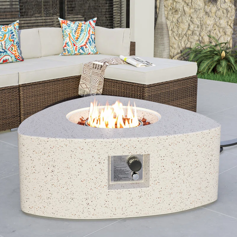 Chrisine 15.4'' H x 35.2'' W Concrete Propane Outdoor Fire Pit Table