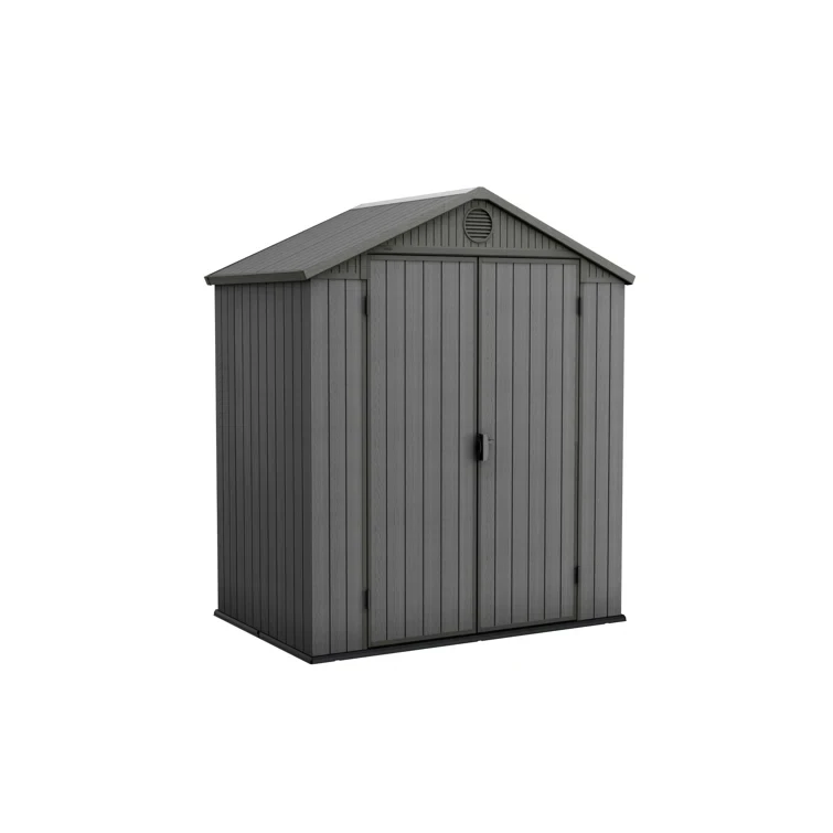 Keter Darwin 6x4 ft. Resin Outdoor Storage Shed With Floor for Patio Furniture and Tools, Graphite