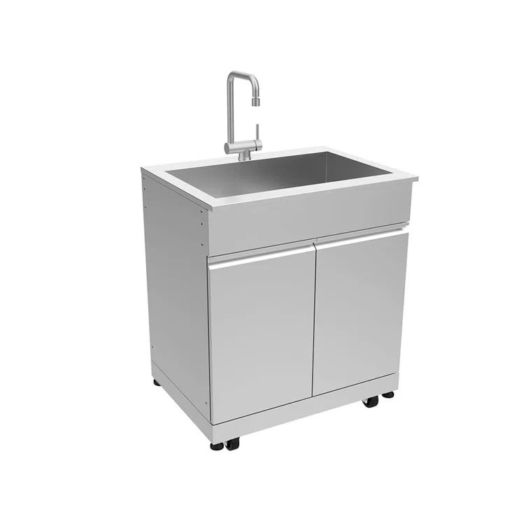 Transolid Outdoor Kitchen 32-in x 24-in x 51-in Single Sink Cabinet, Stainless Steel