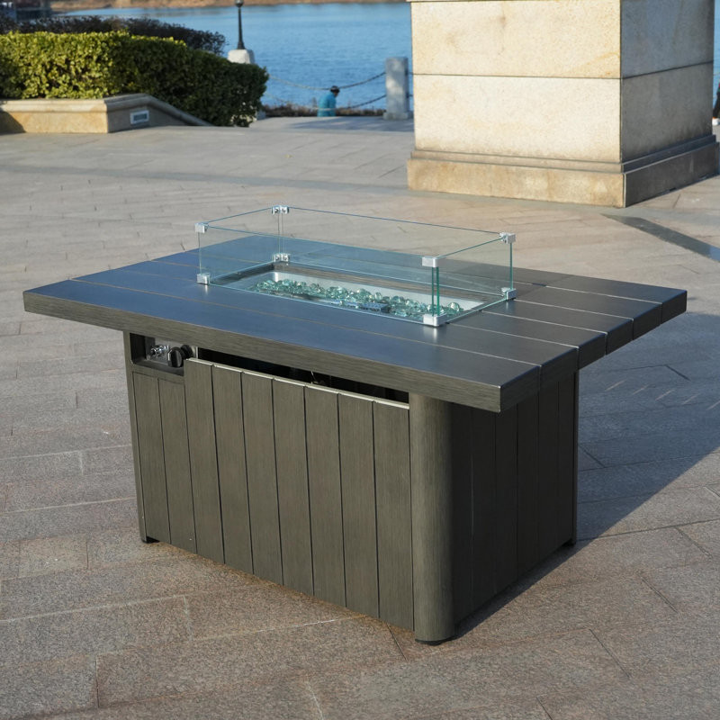 24.61" H x 51.97" W Aluminum Propane Fire Pit Table