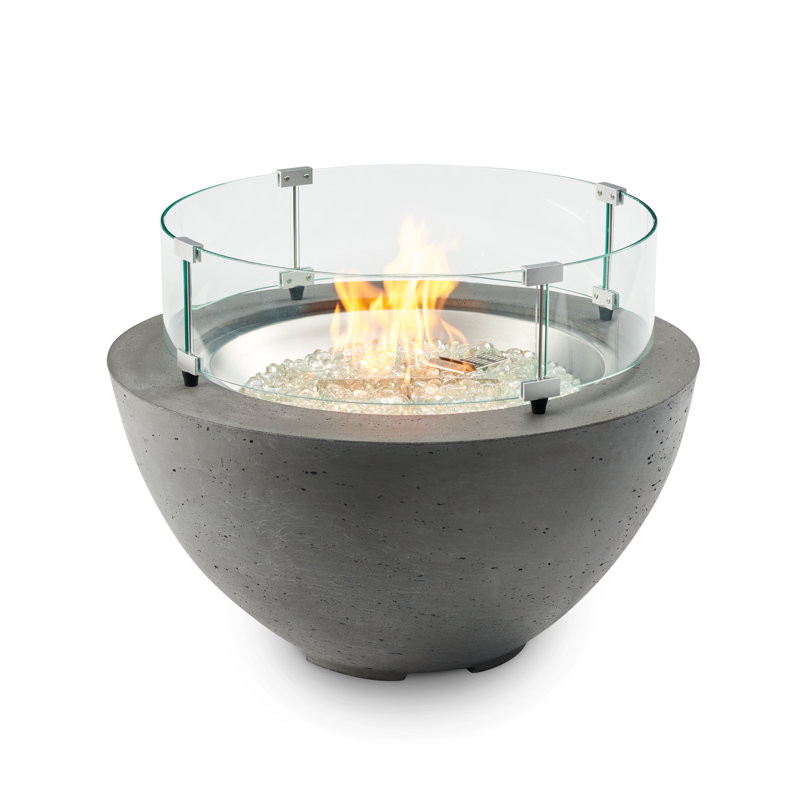 15.25" H x 29.25" W Concrete Propane Outdoor Fire Pit Table with Lid