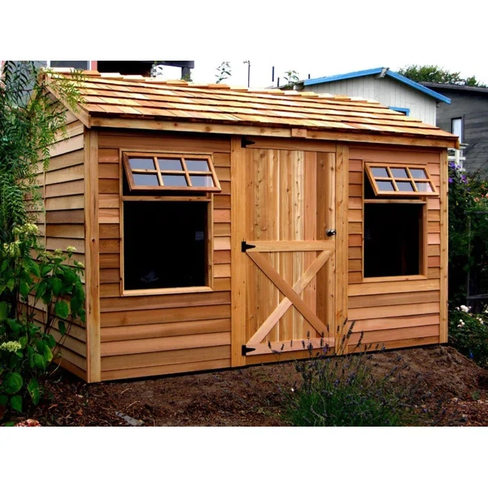 105" H x 144" W x 105" D Haida Western Red Cedar Wood Storage Shed