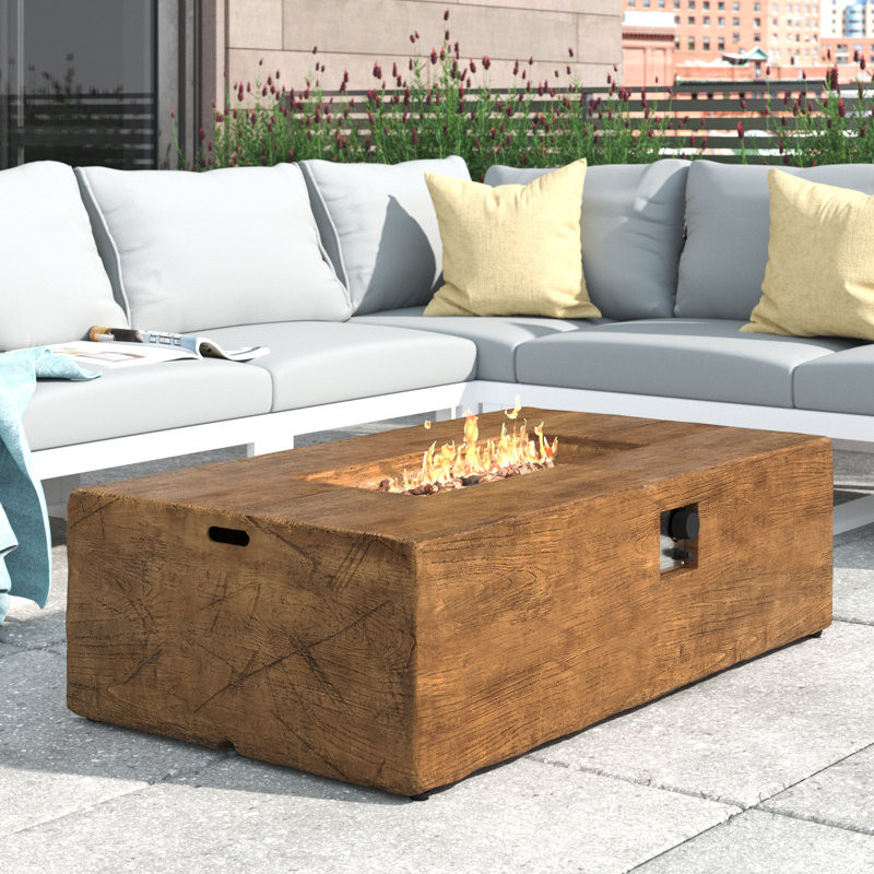 Carsynn 48 X27-inch Outdoor Gas Fire Pit Table 50,000 Btu W/ Lava Rocks & Cover