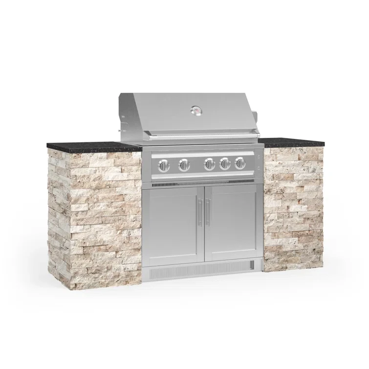 Outdoor Kitchen Signature Series 6 Piece Cabinet Set with 36 in. Natural Gas Platinum Grill