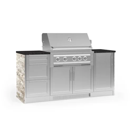 Outdoor Kitchen Signature Series 8 Piece Cabinet Set with 36 in. Natural Gas Platinum Grill