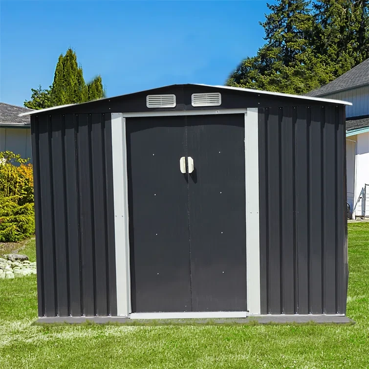 8 ft. W x 7 ft. D Galvanized Steel Storage Shed