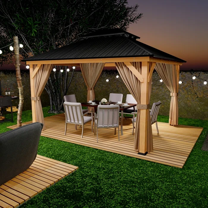 13 Ft. W x 11 Ft. D Solid Wood Patio Gazebo