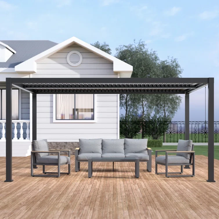 : 12' H x 16' W x 8' DAluminum Outdoor Pergola with Independent Louvered