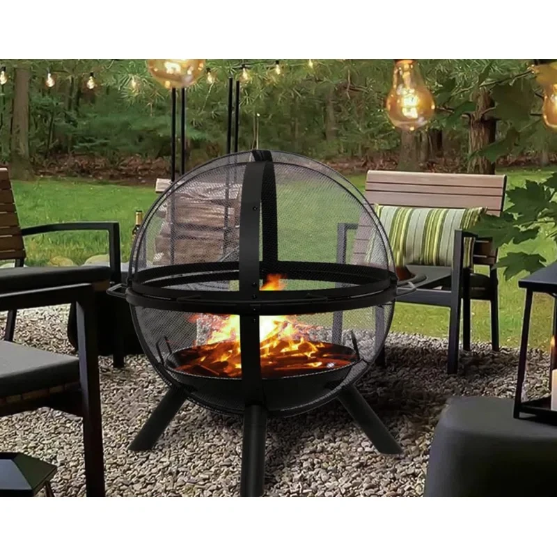 Fireball Pit Outdoor Fire With Barbecue Grills Global Large Round Pit, Terrace Fireplace Camping, Heating, Campfires And Picnics