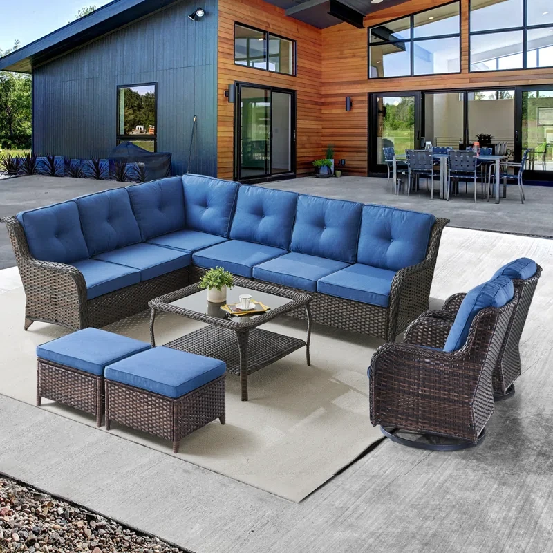 Tannar 8 Person Outdoor Sectional Seating Group with Cushions