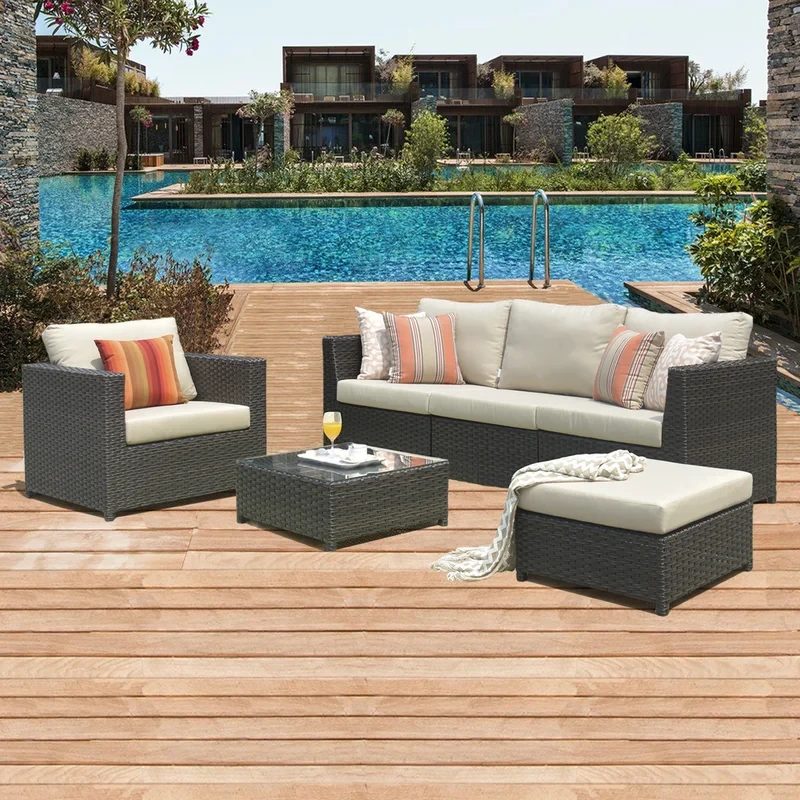 Kaniha 6 Piece Rattan Sofa Seating Group with Cushions