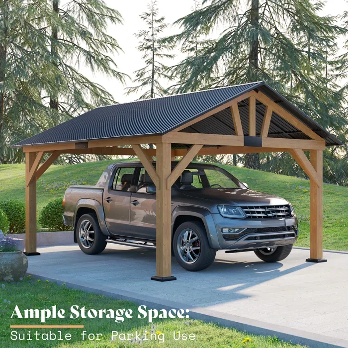 15 Ft. W x 13 Ft. D Solid Wood Storage Gazebo