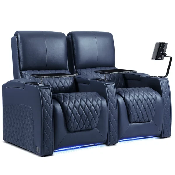 Leather Home Theater Seating with Cup Holder (Set of 2)