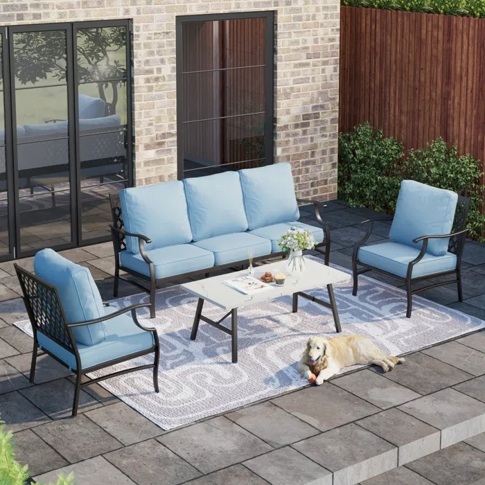 Asfand 5-7- Person Patio Conversation Set with Optional Ottoman