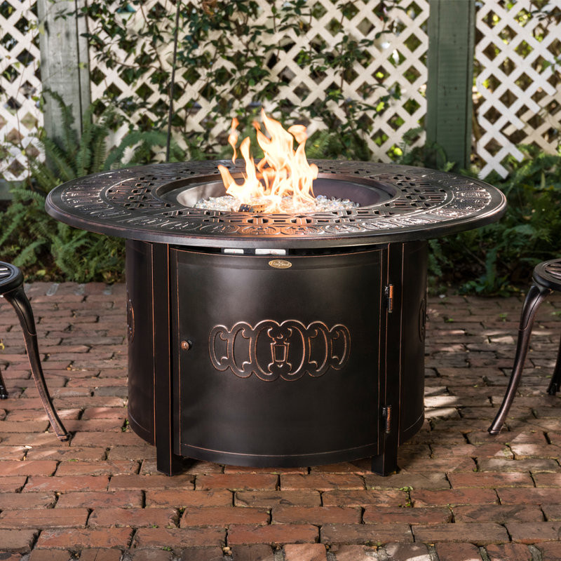 Maker 44" Round Art Décor Aluminum Convertible Gas Fire Pit Table