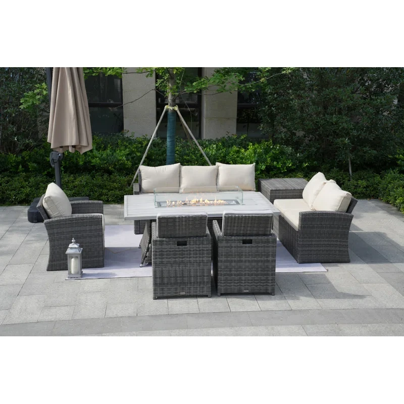 Alseepa 8 - Person Outdoor Seating Group with Cushions